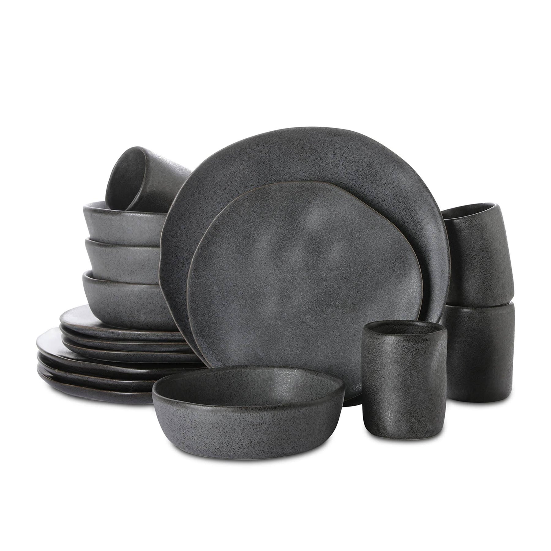 Stone by Mercer Project Hekonda Stoneware 16-Piece Dinnerware Set, Gray