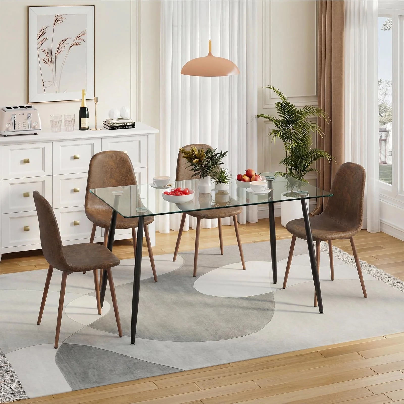 Tangkula Modern Kitchen Table and Chairs for 4