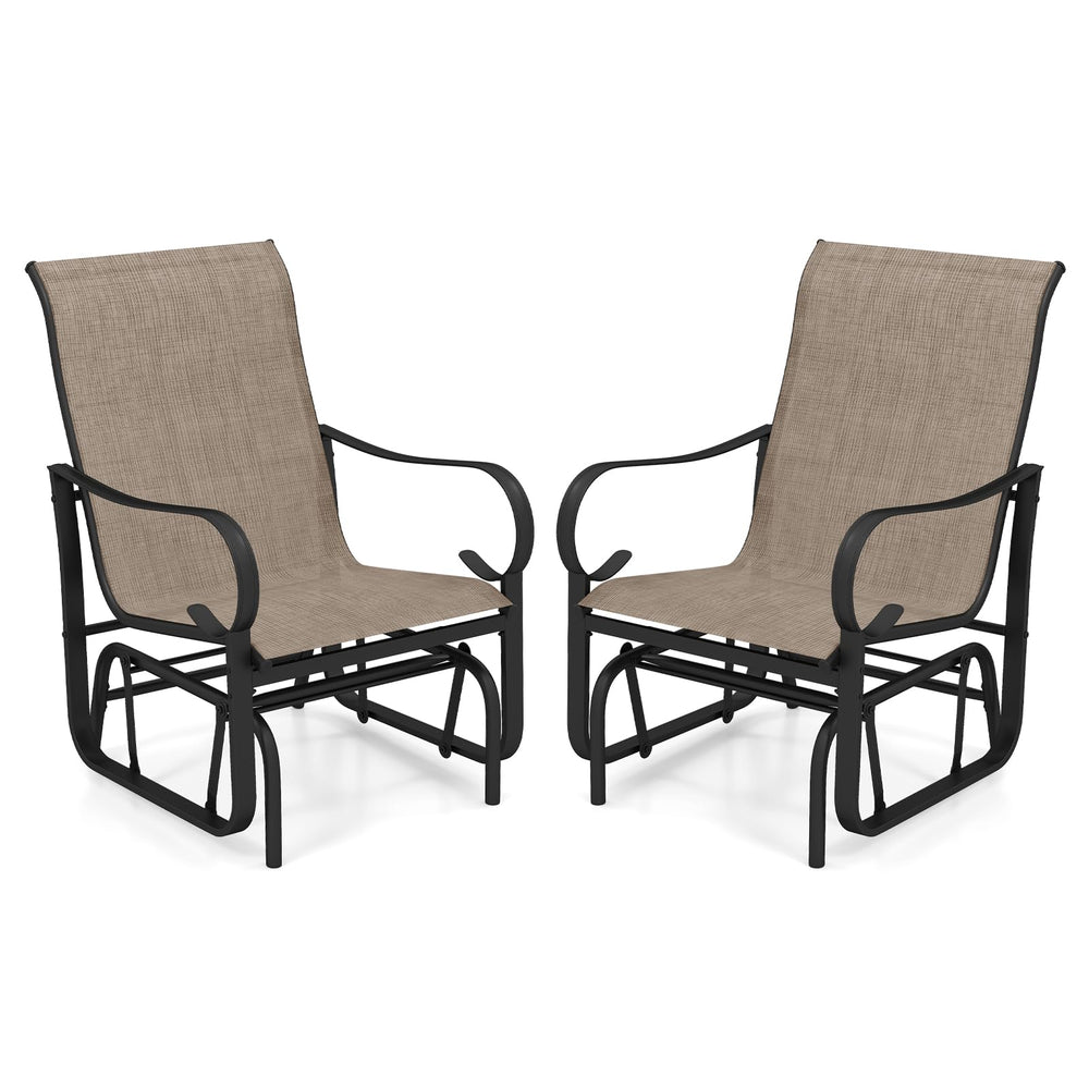 Tangkula Outdoor Glider Chairs Set of 2/4 with High Backrest Breathable Mesh Fabric and Metal Frame